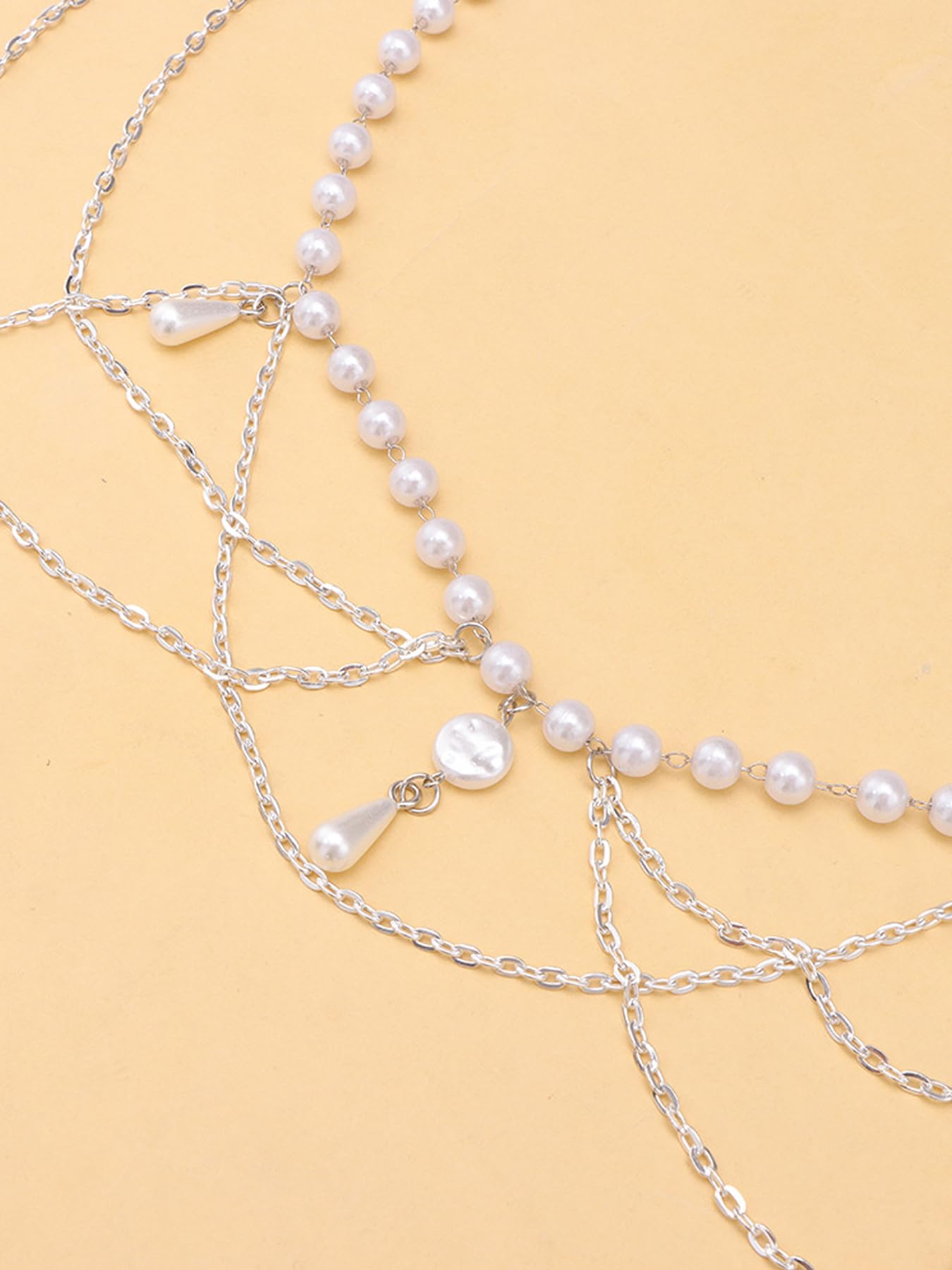 MODRSA Silver Belt Chain Belt for Women Fashion Plus Size Silver Pearl Waist Chains Metal Layered Belts Chains no Tarnish Trendy Belly Belts for Women Dress Pearl Waist Jewelry Dainty