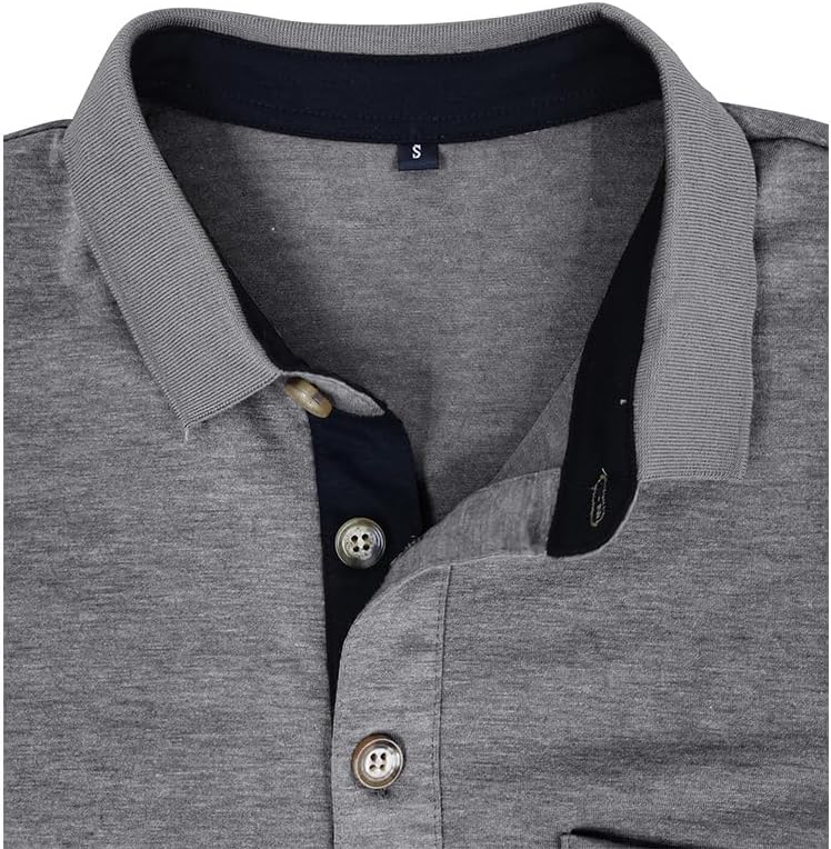Men's Casual Polo Shirts Classic Button Basic Short Sleeve Shirt Solid Color Cotton Tees Golf Stylish Tops