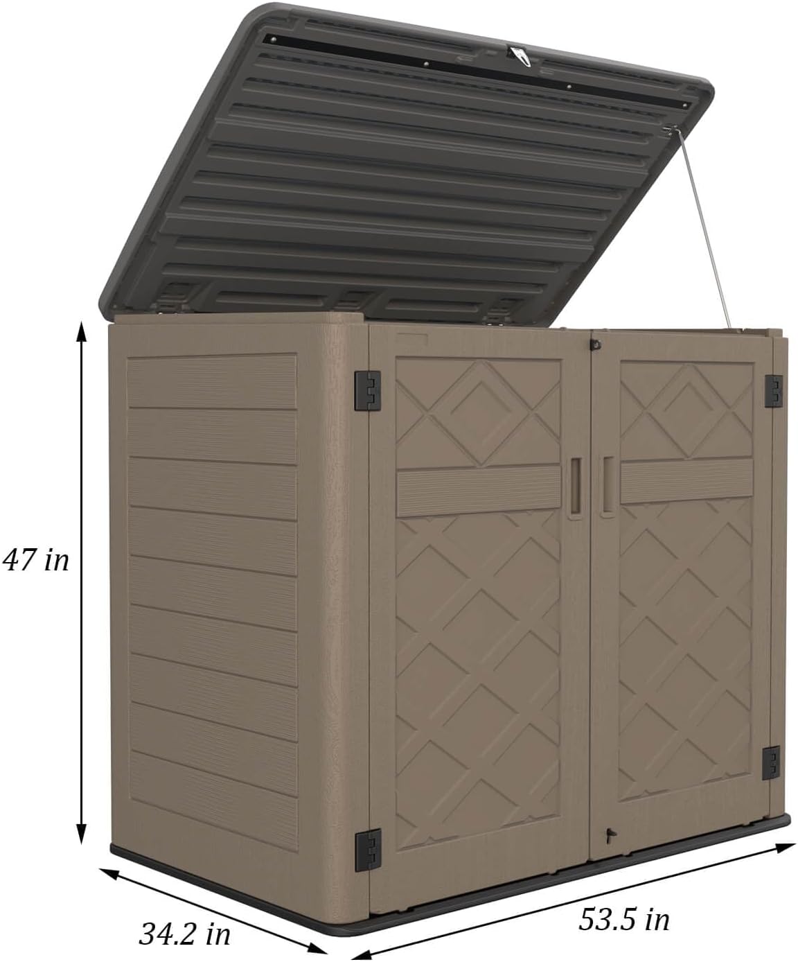 HOMSPARK Storage Shed Weather Resistance, Multi-Purpose Outdoor Storage Cabinet Waterproof, Outdoor Storage Cabinet for Bike, Garbage Cans, Lawnmower, Garden Accessories (coffee, Extra Large-48 cu ft)