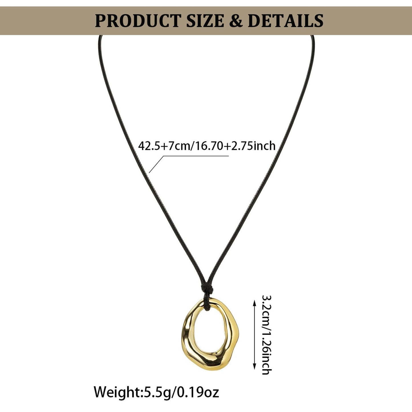 Hcrohihit Chunky Hollow Pendant Necklace for Women,Trendy Charm Big Circle Necklace Boho Punk Cowgirl Outfits Western Accessories (A-GD)
