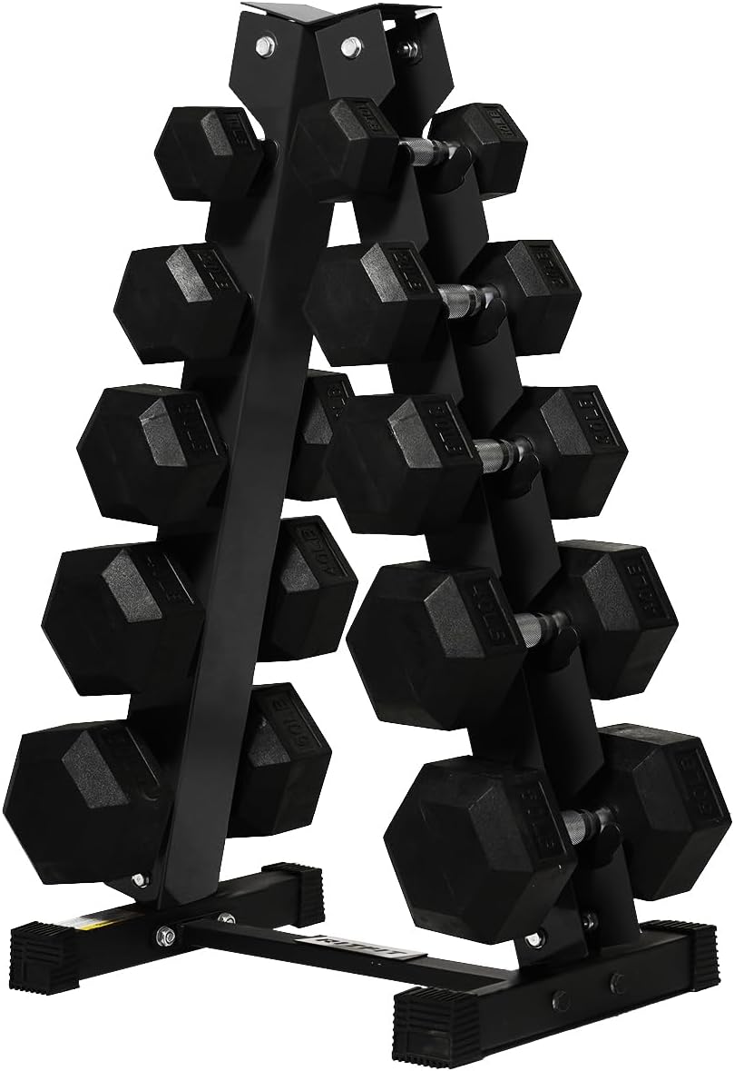 RITFIT 300/350/450/650/180/200/210 LB Rubber Hex Dumbbells Set with Optional Dumbbell Rack, Multi Weight Set to Choose, Ideal for Home Gym and Fitness