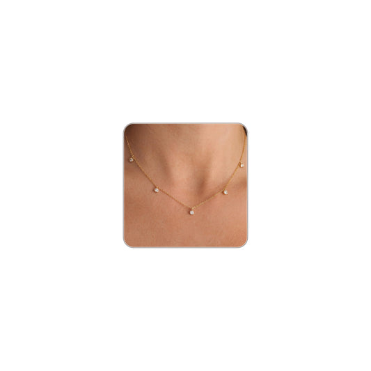 CUEZIY Dainty 14K Gold Plated Necklaces for Women Station Choker Necklace Cubic Zirconia Simulated Necklace Simple Cute Layering CZ Necklace Trendy Jewelry Gifts