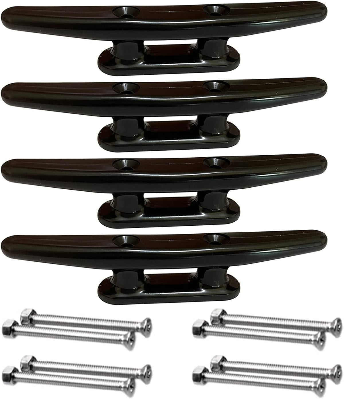 Boat Cleat Black Nylon Dock Cleat Kayak Cleat,3inch,4 inch,5 inch,6 inch,8 inch,4pack with Fasteners