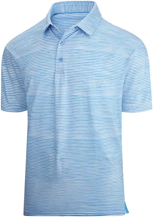 Esabel.C Jacquard Golf Shirts for Men Moisture Wicking Short Sleeve Performance Dry Fit Active Mens Polo Shirts