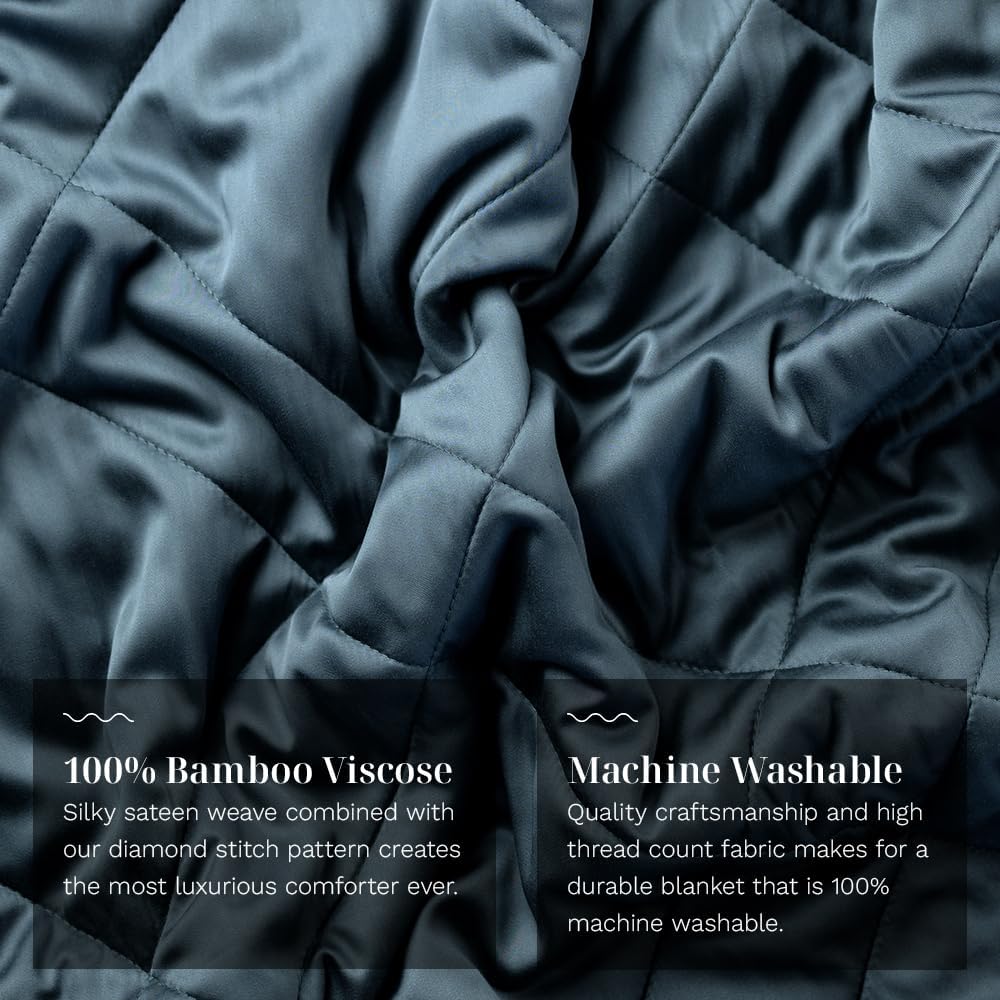LUXOME Lightweight Blanket | 100% Rayon (Viscose) from Bamboo Fabric & Fill | King/Cal King - 98"x92" | Thermal-Regulating | Ocean