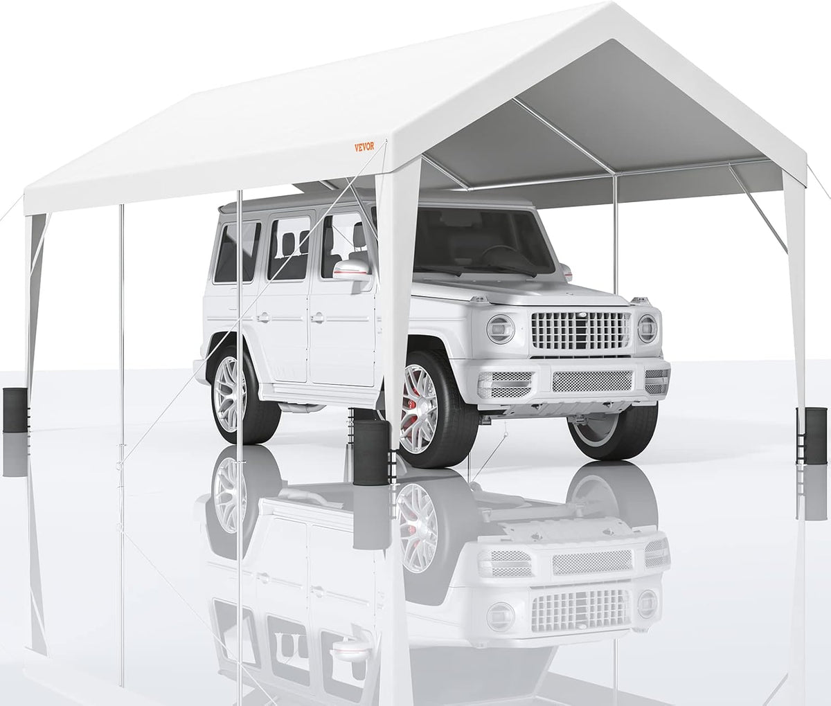 VEVOR Upgraded 10x20 ft Heavy Duty Carport Car Canopy, Car Port Garage Boat Shelter Party Tent with 8 Reinforced Poles and 4 Weight Bags, UV Resistant Waterproof Tarp for SUV, Truck, Boat