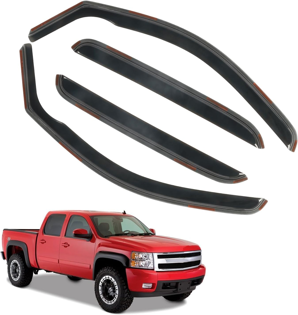 in-Channel Rain Guards Fit for 2007-2013 Chevy Silverado/GMC Sierra 1500/Avalanche Crew Cab, Window Visors Deflectors for 2007-2014 Silverado/Sierra 2500HD 3500HD/Suburban/Yukon XL