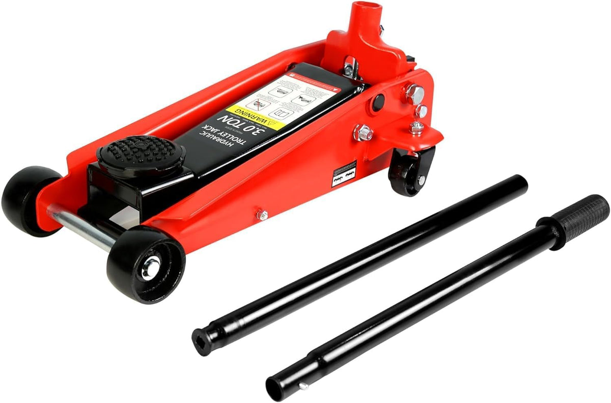 3 Ton Low Profile Floor Jack, Heavy Duty Floor Jack with Single Piston Quick Lift Pump, Steel Car Jack Adjustable Height 5.1"-20", Hydraulic Trolley Floor Jacks 3 Ton/6000 LB Capacity, Red