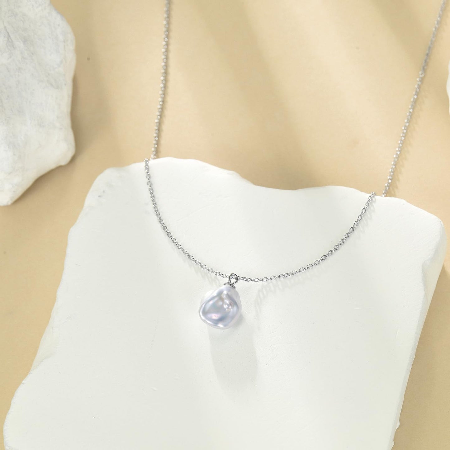 POPLYKE Baroque Pearl Necklace Sterling Silver Irregular Pearl Choker Necklace for Women Freshwater Cultured Pearls Wedding Bridesmaids Anniversary