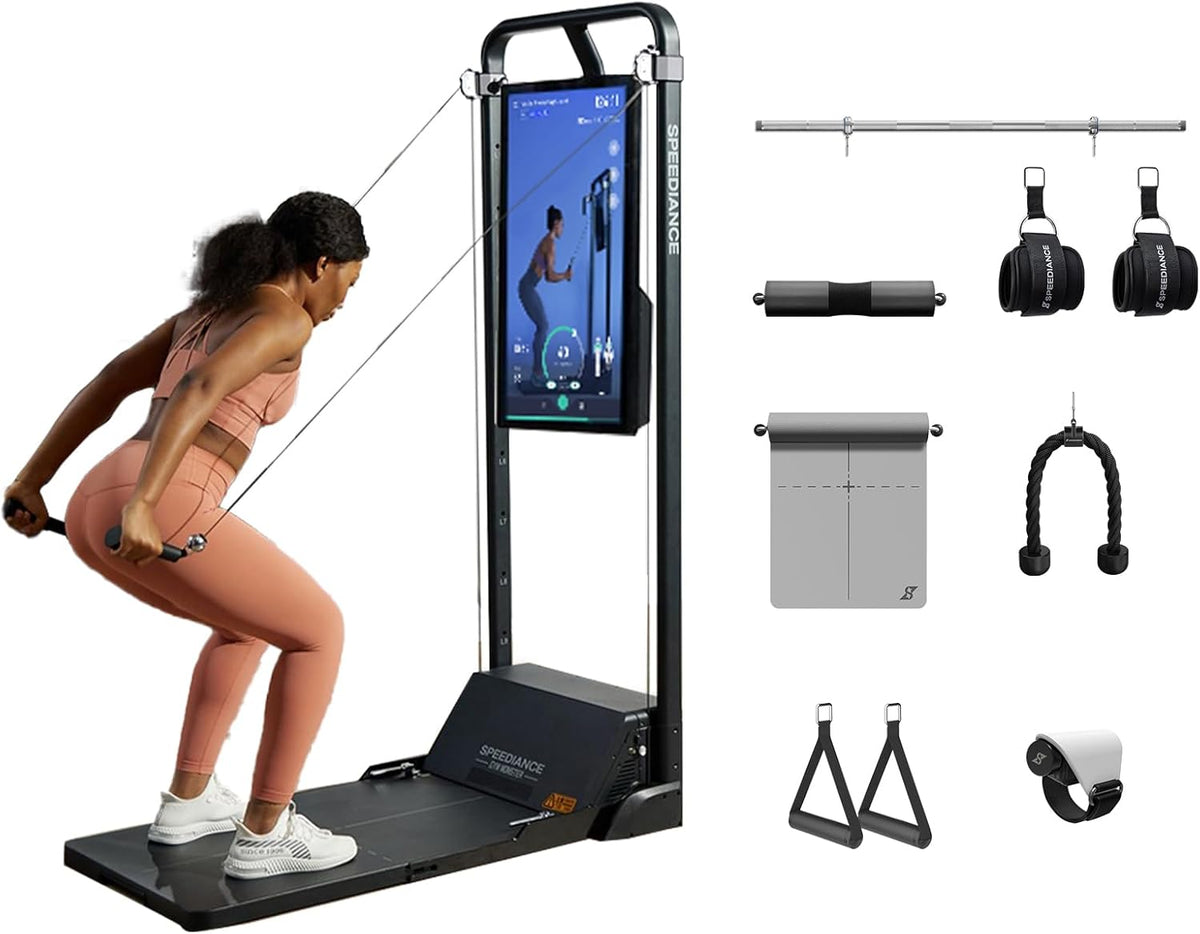 32 inch Gym Monster Home Gym Machine & AeroRow Rowing Bench & Adjustable Weight Bench & Smart PowerGrip& Accessories Organizer Bundle