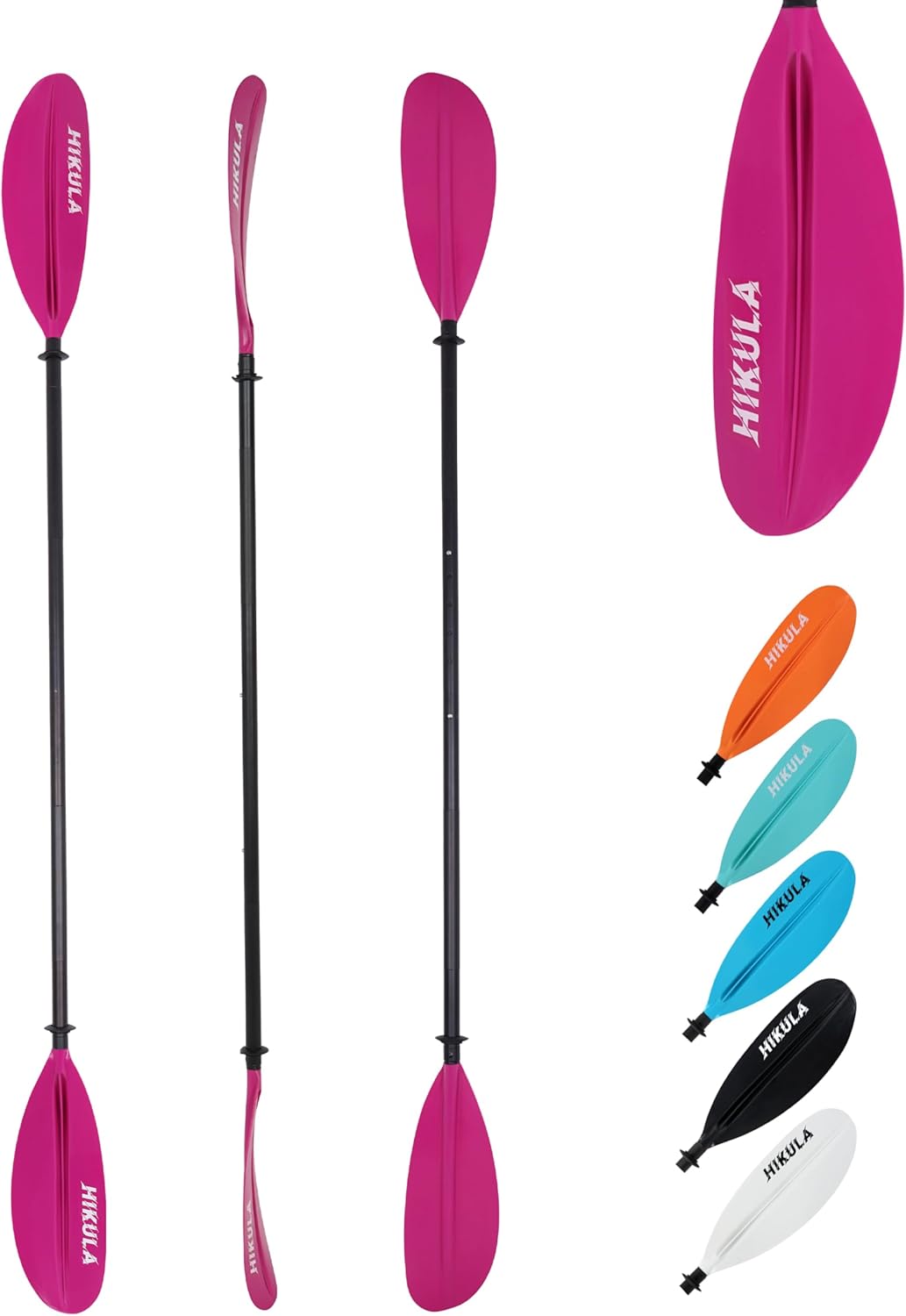 Kayak Paddle Aluminum Shaft Paddle with Nylon Blades, Floating Adjustable Kayaking Oars, 3 Piece, 220-240cm/86-94 Inches,Black/Rose/Teal/Black/Orange/Grey
