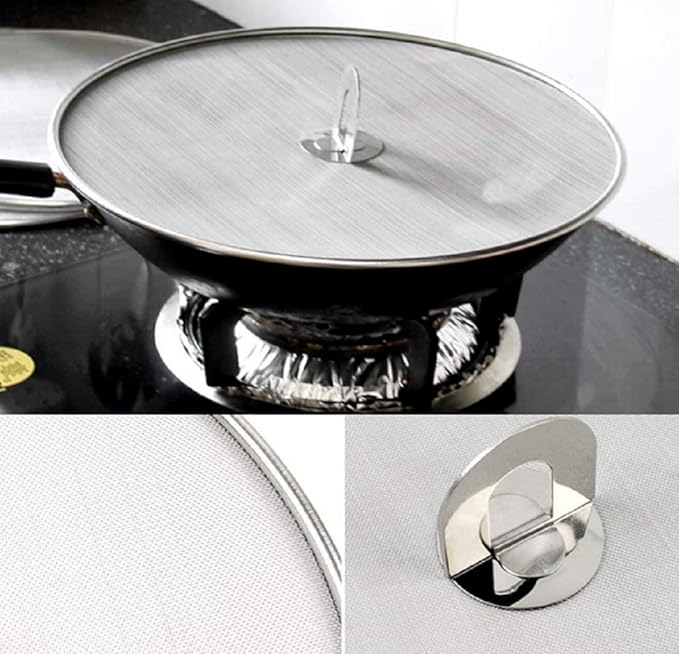 304 tainless Steel Splatter Screen Pan Lid with folding grip splatter guard oil splatter shield Frying Cooking Tools Practical Kitchen Accessories dishwasher safe (13 inch)