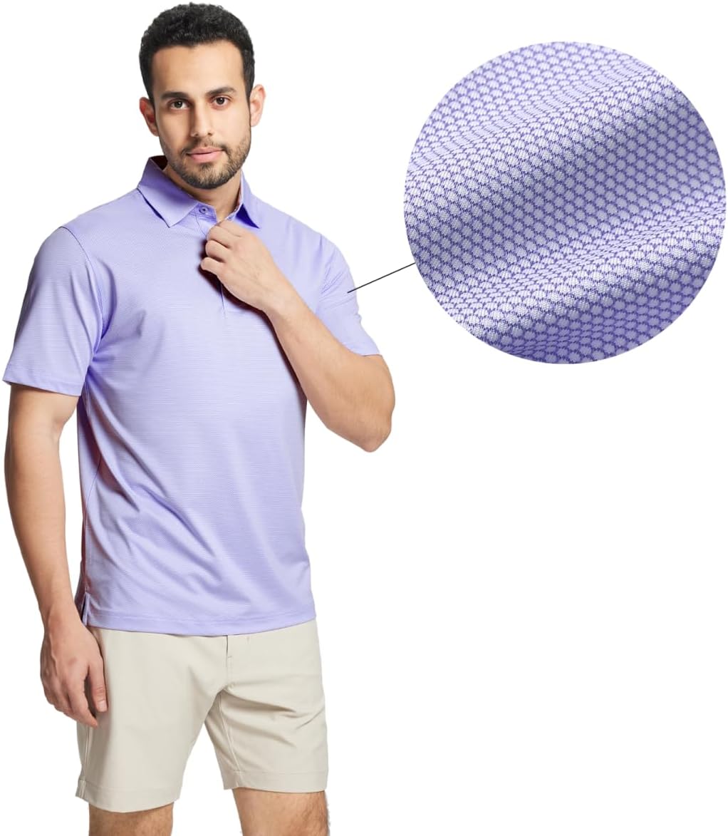 M MAELREG Golf Shirts for Men Dry fit Sports Jacquard Lightweight Performance Texture Short Sleeve Collared Polo Shirts