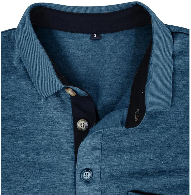 Men's Casual Polo Shirts Classic Button Basic Short Sleeve Shirt Solid Color Cotton Tees Golf Stylish Tops