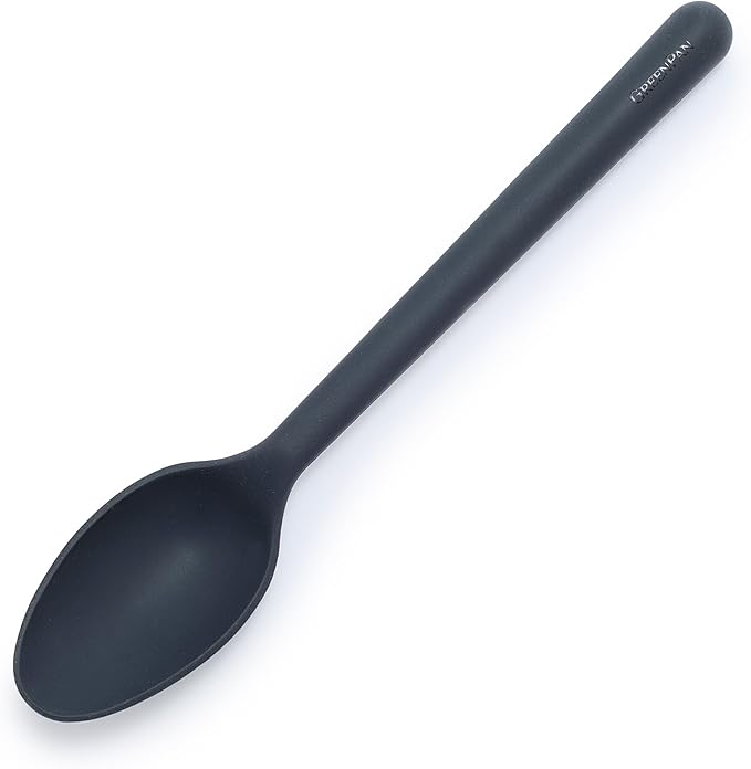 GreenPan Silicone Ultimate Spoon, Mixing Stirring Serving, Cooking Kitchen Utensil, Flexible Rubber Nonstick Cookware, Rigid Steel Core, Heat-Resistant, Anti-Slip Handle BPA-Free Dishwasher Safe, Gray