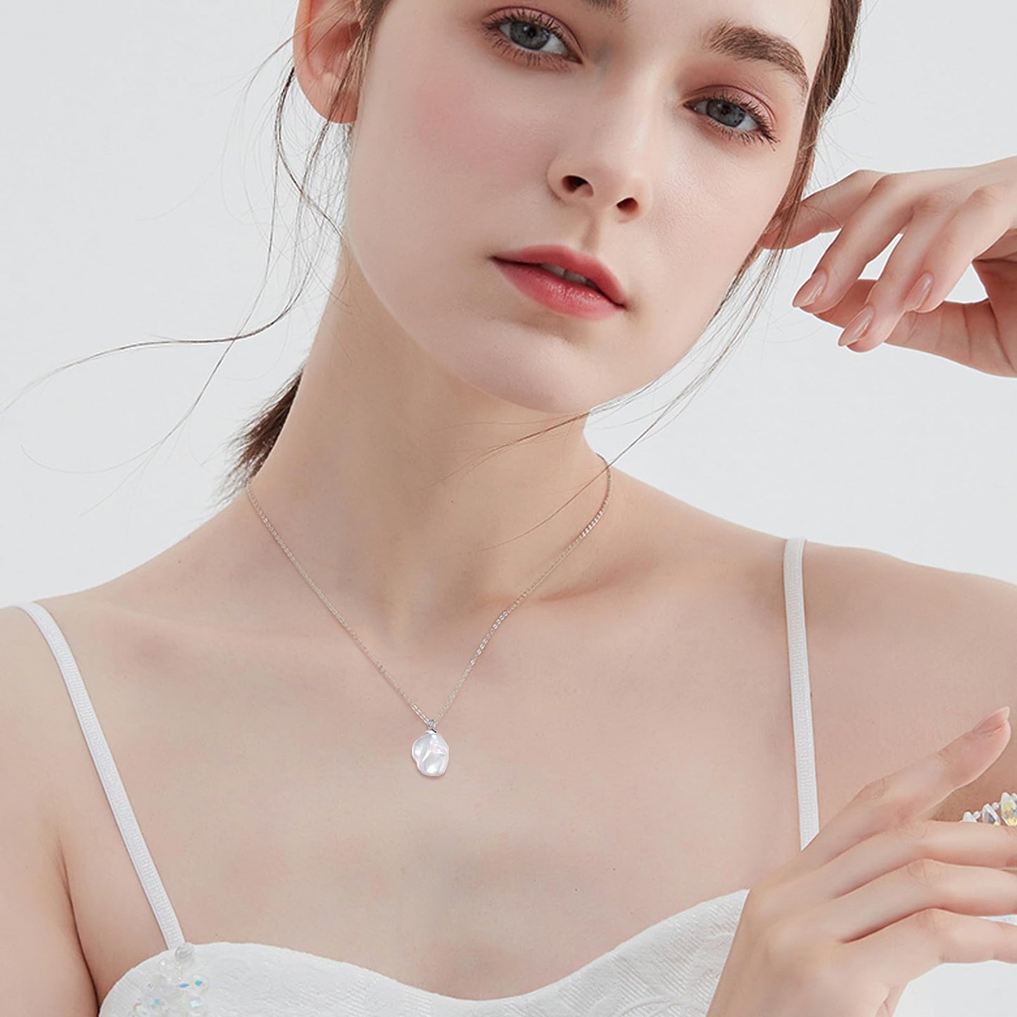POPLYKE Baroque Pearl Necklace Sterling Silver Irregular Pearl Choker Necklace for Women Freshwater Cultured Pearls Wedding Bridesmaids Anniversary