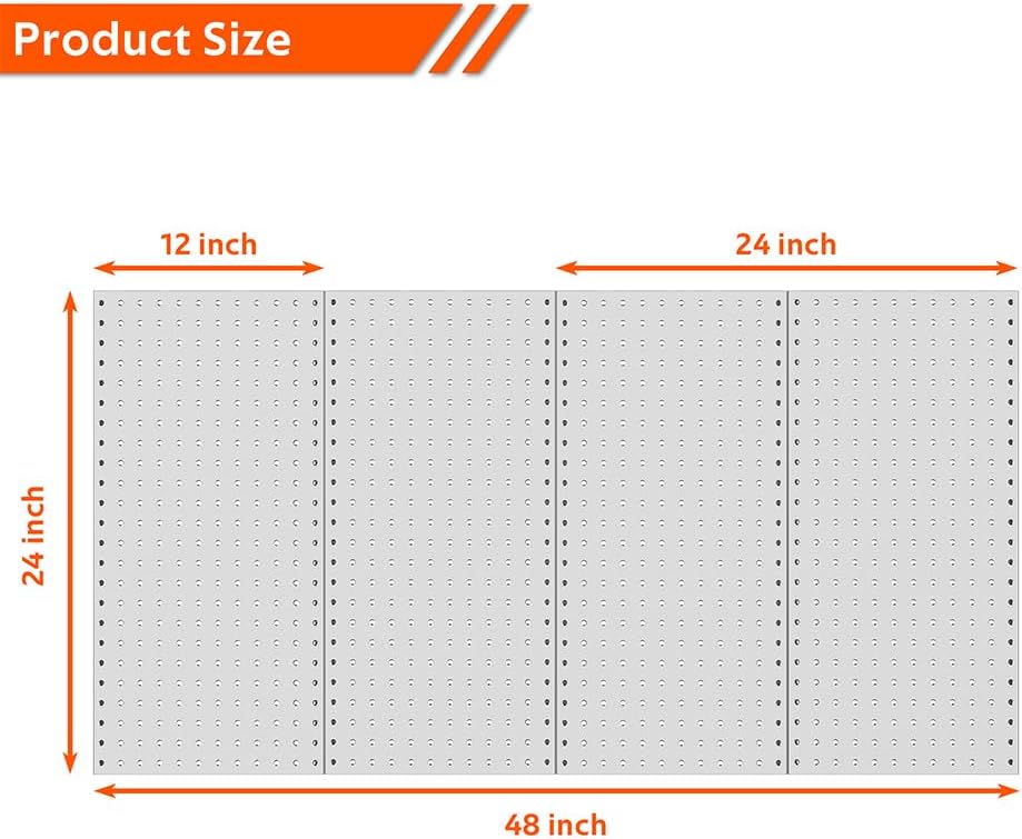 Ultrawall 4 Pcs Metal Pegboard Wall Panels, Peg Boards for Garage Tool Storage