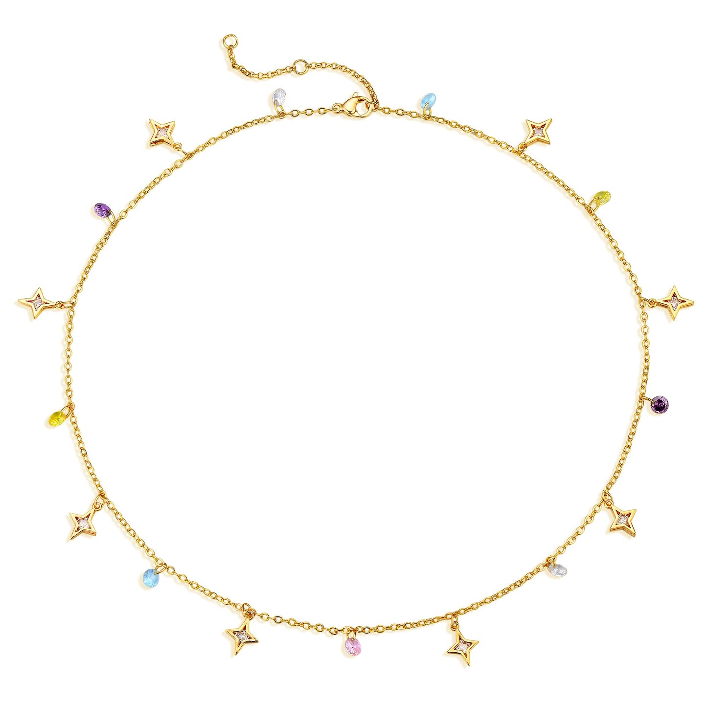 MTMY Beaded Necklace for Women 14K Gold Plated Dainty Colorful Beaded Pearl Choker Necklace Delicate Boho Choker Necklace Jewelry Gift (cz star tassel)
