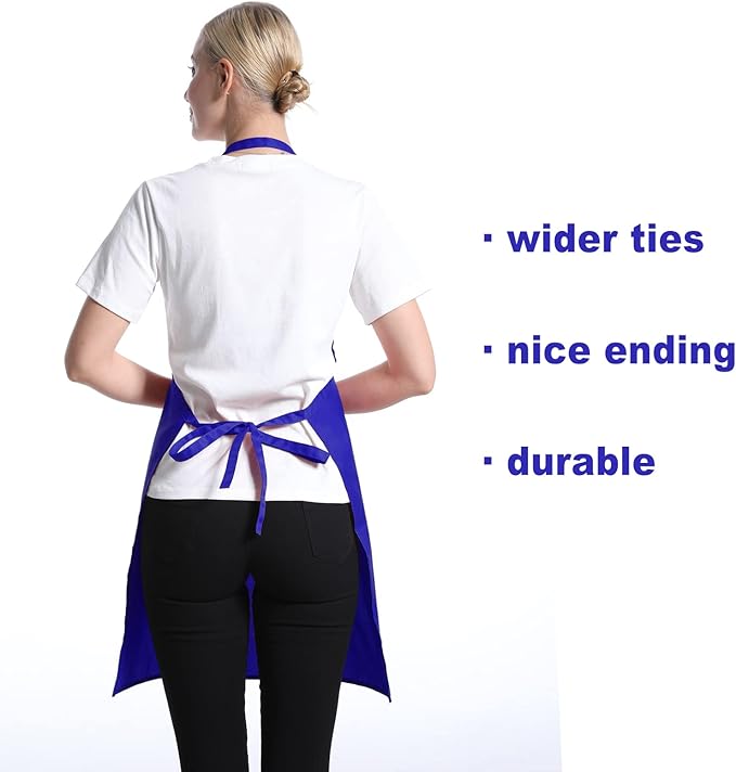 12 Pcs Bib Blue Aprons for Women Men Unisex Adult with 2 Front Pockets, Chef Kitchen Server Grill Restaurant Cooking Baking Painting Waterproof Aprons Bulk (Blue, 12)…