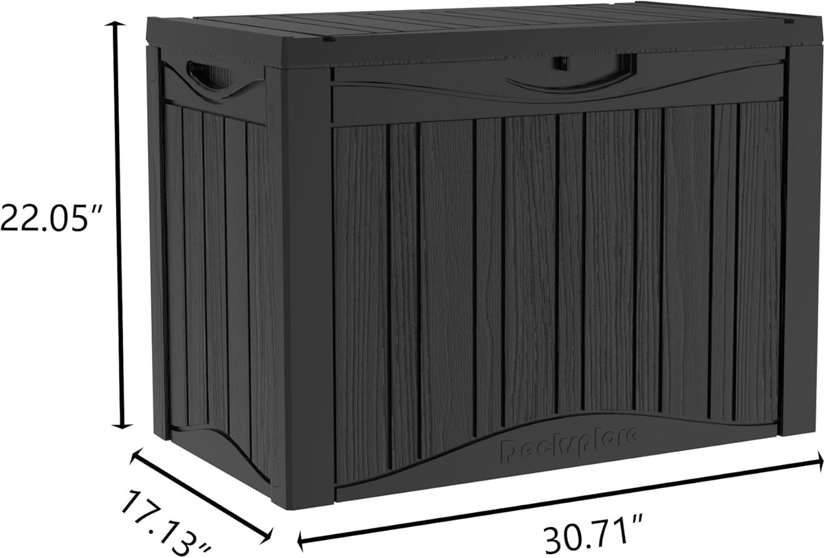 50 Gallon Lockable Resin Deck Box, Waterproof & UV-Resistant Outdoor Storage Box for Outdoor Cushion Storage, Garden Tools & Pool Accessories Storage, Black