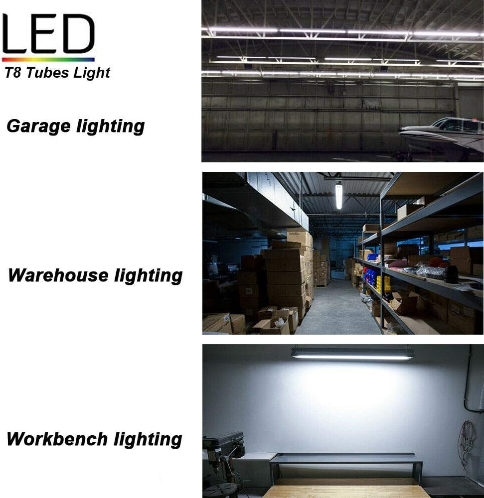 (20-Pack) 8ft LED Shop Light Fixture, 144W 18000LM 6000K, Cold White, U Shape, Clear Cover, Hight Output, Linkable Shop Lights, T8 LED Tube Lights, 8 LED shop lights for garage 8 foot with plug