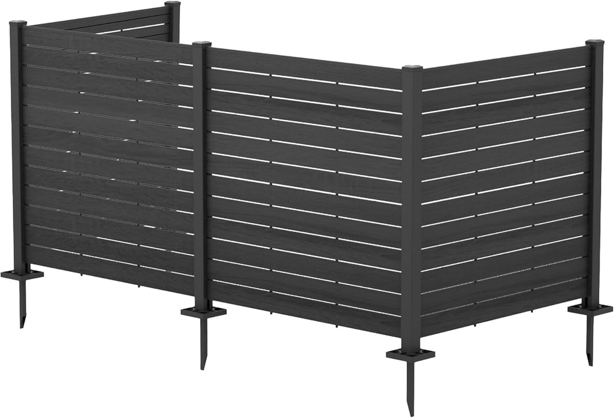 Kozyard 50" W x 48" H Outdoor Privacy Screens Aluminum Post, Air Conditioner Fence Panels, Pool Equipment Enclosure, Trash Can Screens Fence Kit for Outside Backyard Patio (Black/4Panels)