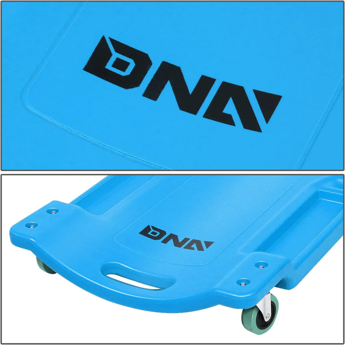 DNA MOTORING 40Inch Low Profile Plastic Rolling Garage Shop Creeper with Padded Headrest,Tool Trays & 6pcs Casters,Blue, TOOLS-00217