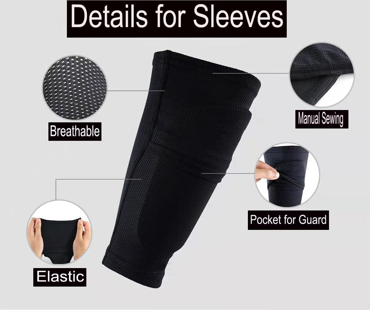 Soccer Shin Guards for Kid Youth Teen Adult - Shin Guards Sleeves with Inserted Pocket Cushion Protection Reduce Shocks and Injuries for TeamSports