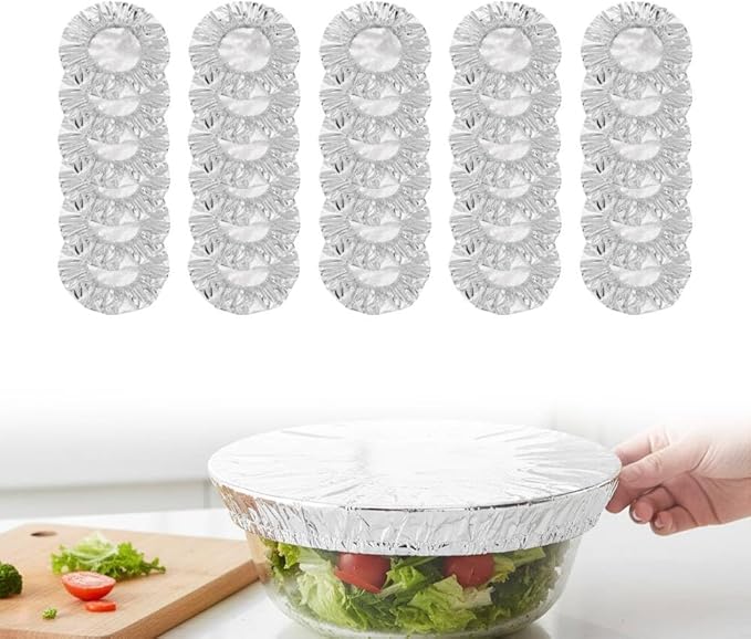 Reusable Aluminum Foil Food Covers: Heat-Insulating, Freshness-Preserving, Flexible Kitchen Lids for Meal Prep, Baking, and Food Storage (30)
