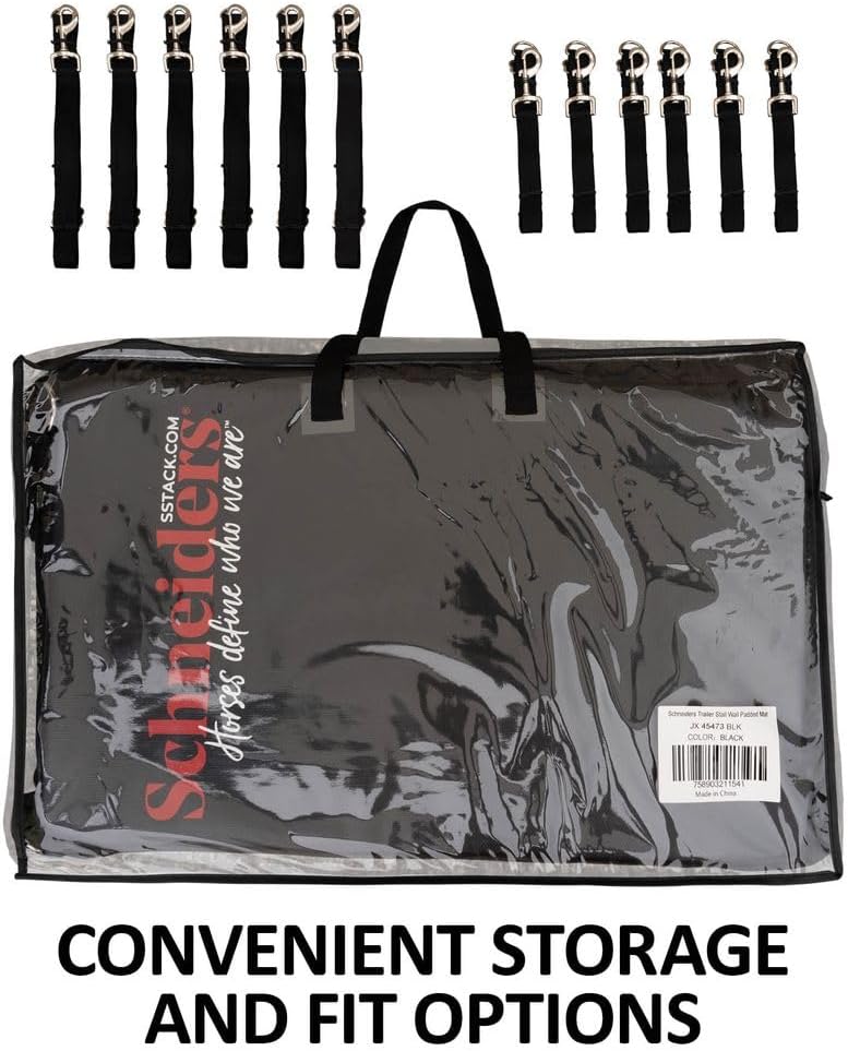 Schneiders Trailer Stall Wall Kick Pad Mat | High-Density Foam | Double PVC Vinyl for Horse Travel Safety | Color Black