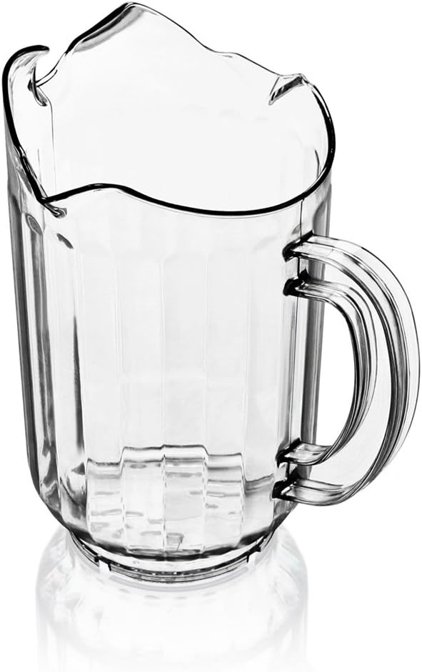 New Star Foodservice Plastic Restaurant-Grade Water Pitcher with 3 Spouts, 60-Ounce, Clear