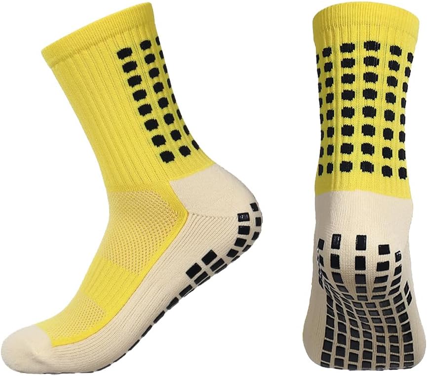 2 Set Anti-Slip Grip Soccer Socks with Shin Guard Sleeves, Sports Athletic Socks for Men Women