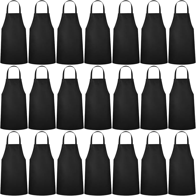 Foaincore Bib Aprons, Unisex Apron No Pocket Bulk Machine Washable Plain Aprons for Women Men Chef Kitchen Drawing