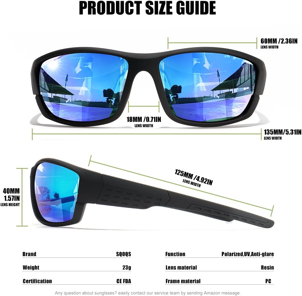 Polarized Sports Sunglasses Men UV400 Protection Lightweight Wrap Around Goggles for Cycling Fishing Driving Running