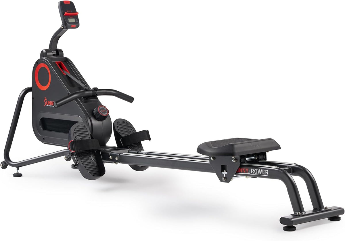 Sunny Health & Fitness Magnetic Rowing Machine for Home Exercise, Quiet & Smooth Rower with Compact Storage and Optional Free SunnyFit App Connectivity