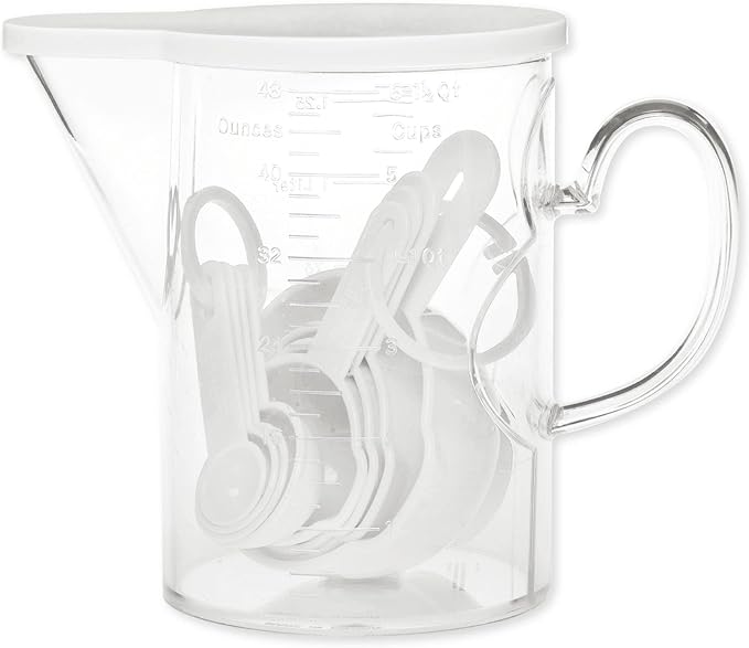 Measuring Cups and Measuring Spoons Set of 10 Pieces, Supreme Housewares Plastic Multi-Purpose Home Essentials Cooking, and Baking Tools BPA Free Dishwasher Safe for Liquid and Dry (White)