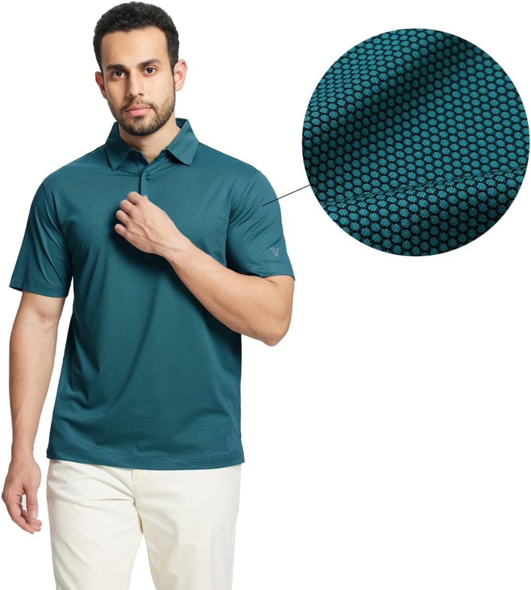 M MAELREG Golf Shirts for Men Dry fit Sports Jacquard Lightweight Performance Texture Short Sleeve Collared Polo Shirts