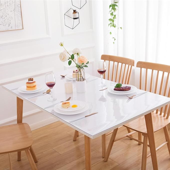 23.6 x 39 Inch Clear Table Cover Protector, Clear Table Protector for Dining Room Table, 1.5mm Plastic Table Cover, Waterproof Table Pad for Kitchen, Office