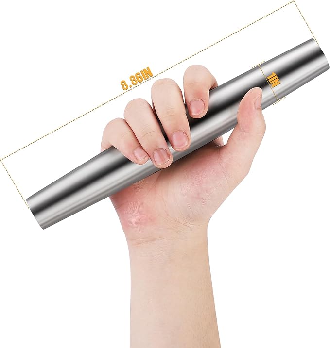 Rolling pin, Smooth Stainless Steel Rolling Pin, Rolling Pin for Baking Fondant, Pizza, Pie, Pastry, Pasta, Dough, Cookies (8.86in)