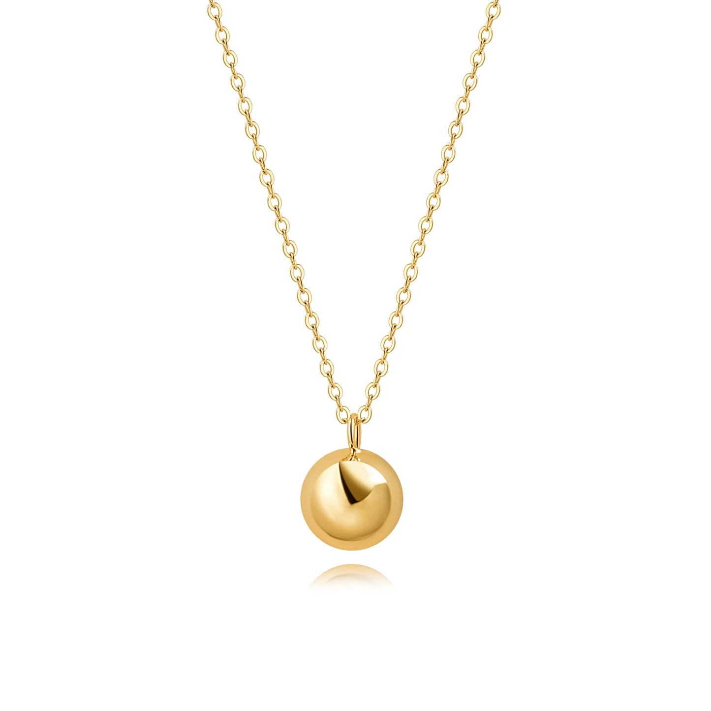 CANEVINKA 18k Gold Plated Ball Pendant Long Chain Necklace Dainty Personalized Handmade Layered Charm Spherical Sweater Necklace Glossy Minimalist Geometry Pendant Thin Cable Chain Necklace for Women