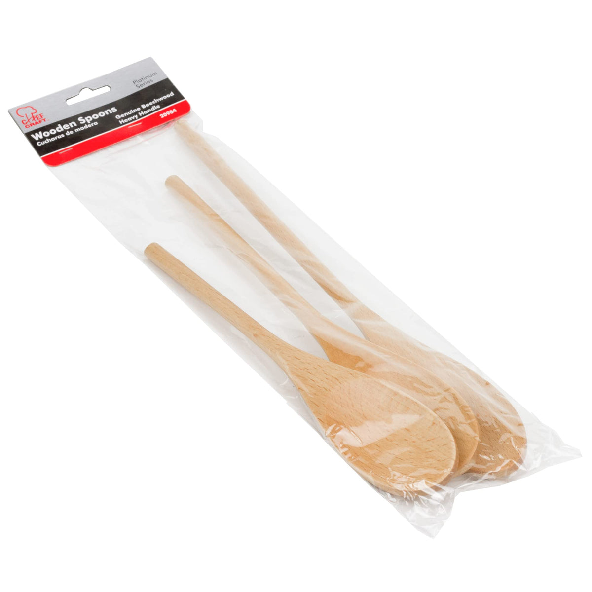 Chef Craft Select Beechwood Spoon Set, 10, 12, and 14 inch, Natural