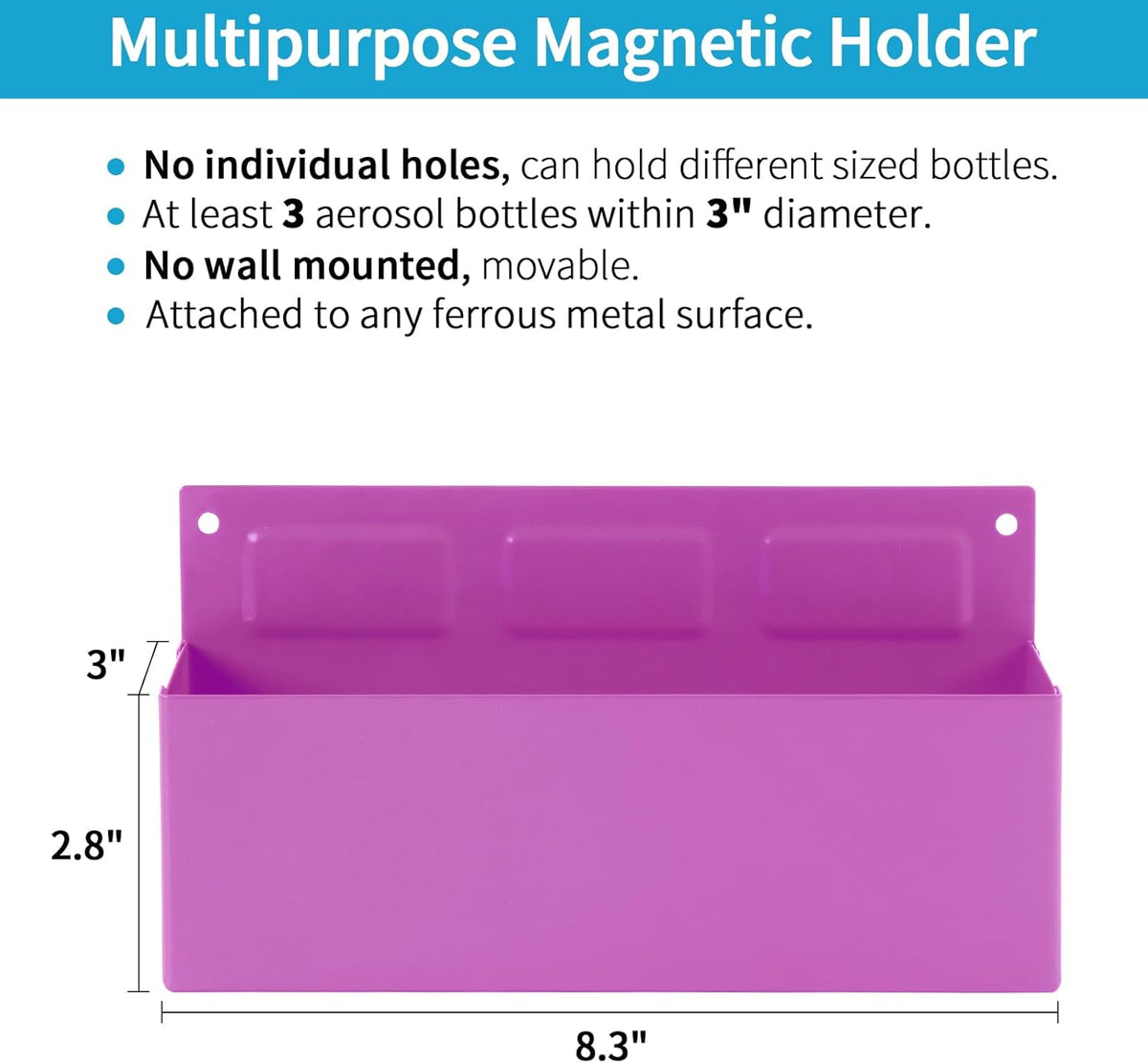 Magnetic Aerosol Spray Can Holder, Magnet Toolbox Bottle Holder, Tool Box Storage Rack for Garage and Home, Craft Workspace, Mechanic Paint Bottle Can Organizer, Pink, 3"x8.3"