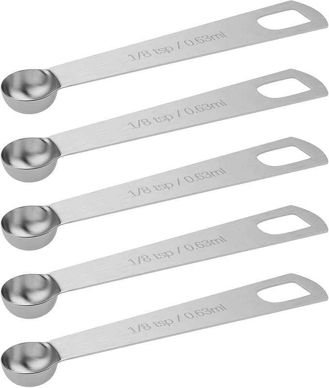 5PCS 1/8tsp (0.63ml) Single Measuring Spoon, Stainless Steel Individual Teaspoons Only