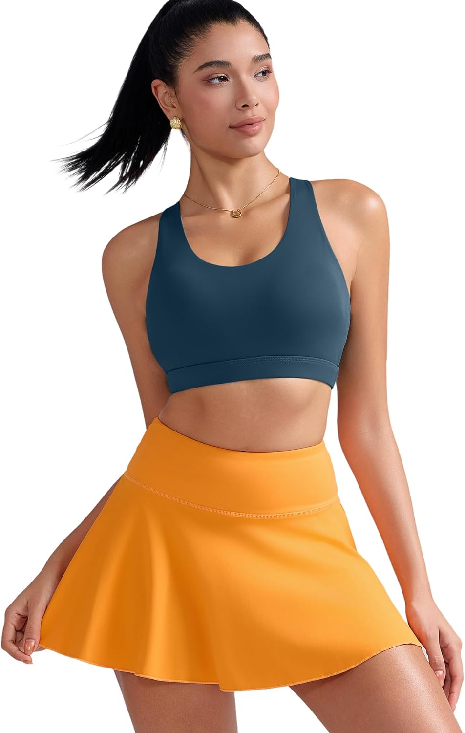 RUNNING GIRL Sports Bra for Women, Criss-Cross Back Padded Strappy Sports Bras Medium Support Yoga Bra with Removable Cups