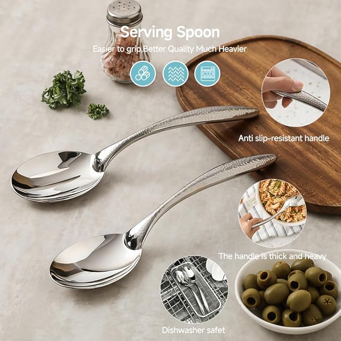Stainless Steel Serving spoons set with Slotted Spoon.Serving Spoon and Perforated Spoon kitchen cooking serving utensils set