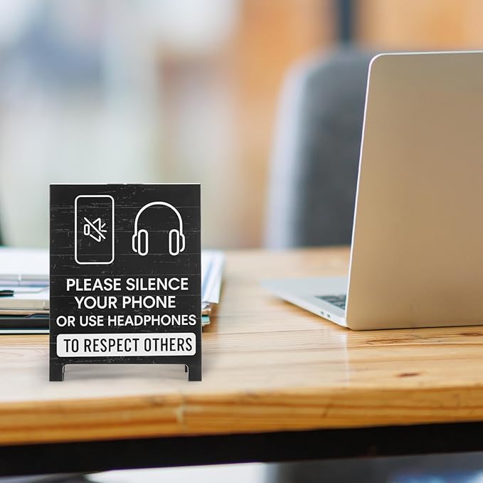 Funny Home Office Reminder Decor Caution Desk Signs Team Gifts for Employees Boss Humorous Shelf Desk Decorations Supplies Cubicle Table Decorations Silence Your Phone White Elephant Gift
