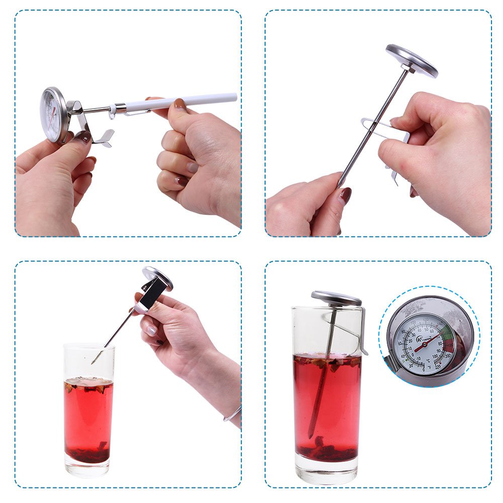 KT THERMO Instand Read 2-Inch Dial Thermometer,Best for The Coffee Drinks,Chocolate Milk Foam