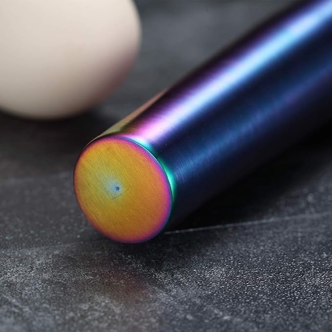 Berglander Rainbow Rolling Pin, 16.7 Inches Stainless Steel Colorful Matte Finish With Rainbow Titanium Plating Rolling Pin For Baking Pizza Dough, Pie, Cookie, Gift Ideas For Bakers.
