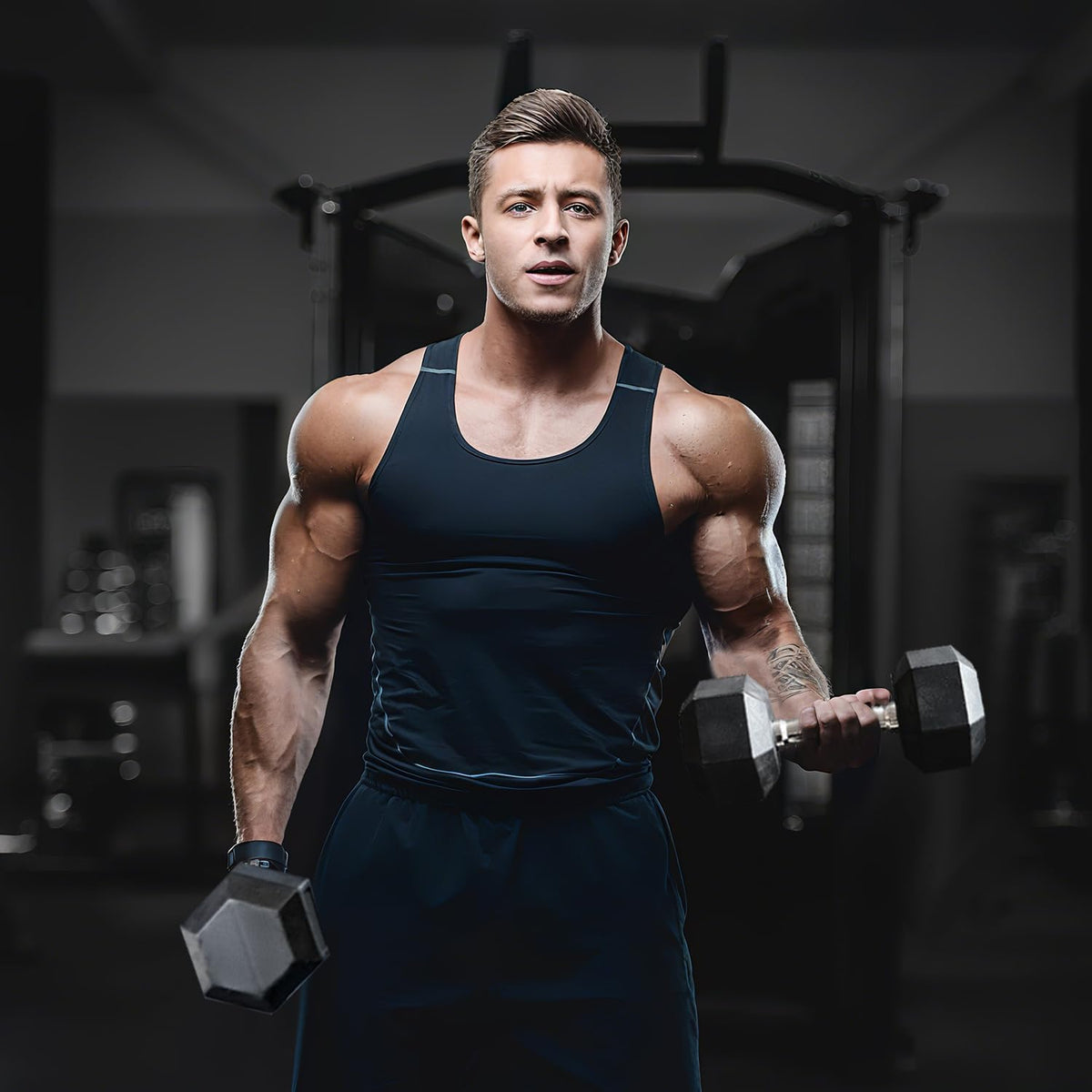 YUFER 6-10 Pair Hex Dumbbell Weight Set With Rack for Home Outdoor Gyms Rubber 5-50 lbs Exercise & Fitness Nonslip Handle Dumbbells and Storage Rack Hold 350/450/550 Pounds