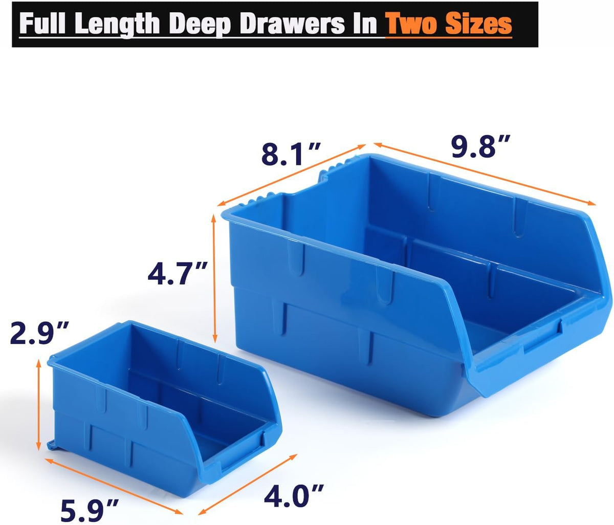 Wallmaster Wall Mounted Storage Bins, Wall Storage Bins Parts Rack 10 Bins&3 Rails Wall Mount Tool Organizer Hardware Storage Organizer (Blue)